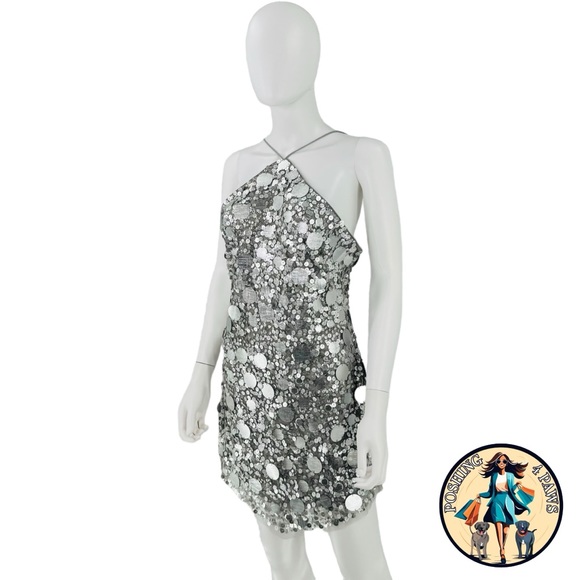 Lovers and Friends Silver Quinn Embellished Party Cocktail Mini Dress Size XL - Picture 2 of 11
